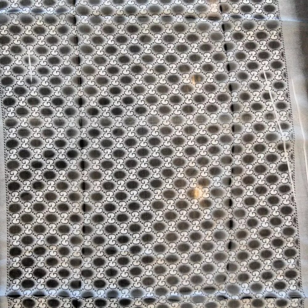 NEW AUTHENTIC RARE 2024 GUCCI 100% SILK SCARF SCARVE BLACK WHITE 60"X20" - Picture 3 of 16